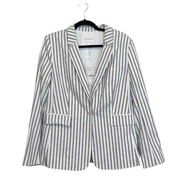 Avec Les Filles Women's Striped Blazer Jacket Nautical Office NWT Large - Picture 1 of 5
